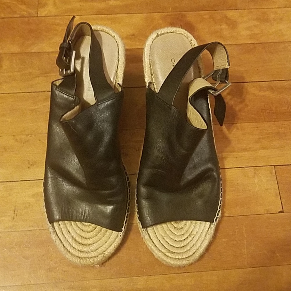 Black wedges open toe sling back by Caslon